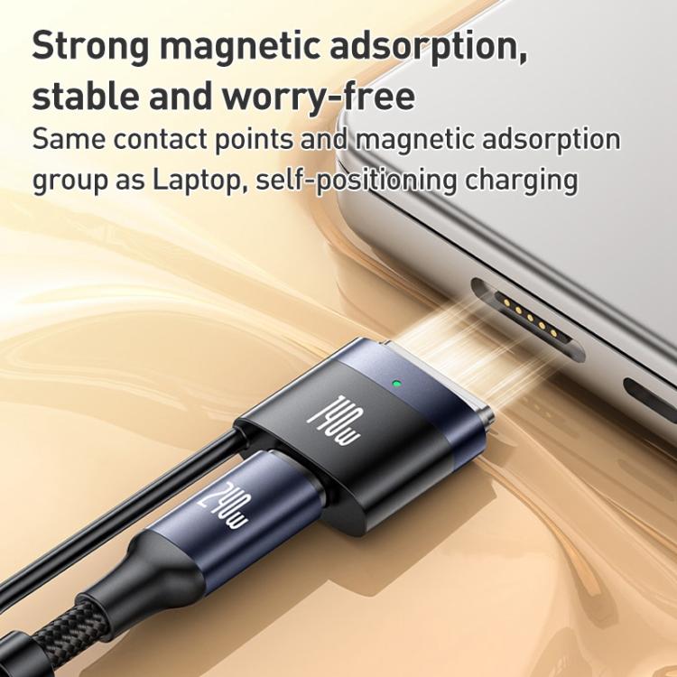 Yesido CA197 2 in 1 240W Type-C to Type-C and MagSafe 3 Magnetic Charging Data Cable, Length: 2m - Black
