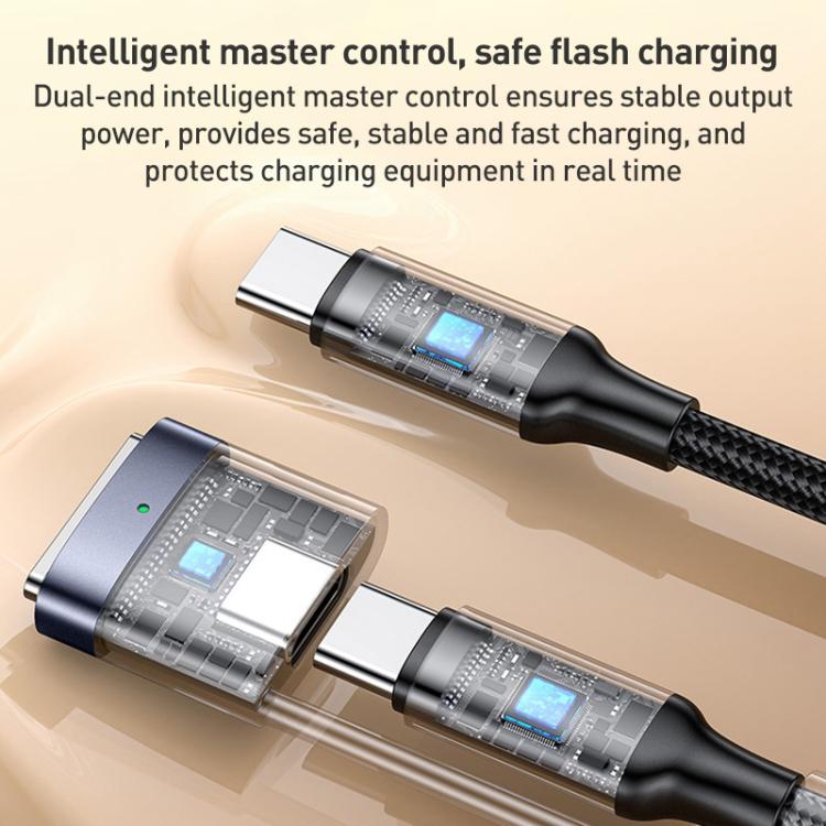 Yesido CA197 2 in 1 240W Type-C to Type-C and MagSafe 3 Magnetic Charging Data Cable, Length: 2m - Black