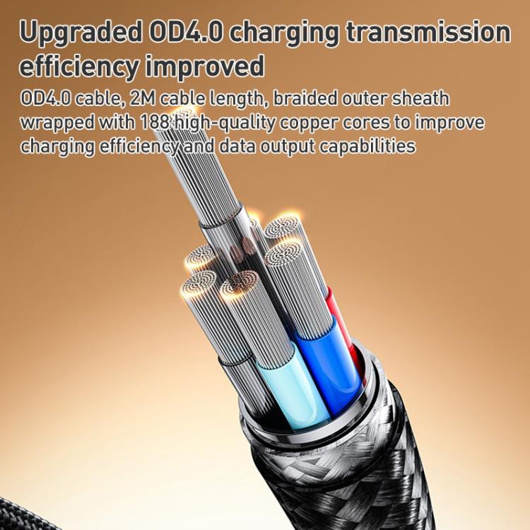 Yesido CA197 2 in 1 240W Type-C to Type-C and MagSafe 3 Magnetic Charging Data Cable, Length: 2m - Black