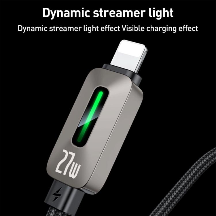 Yesido CA199 27W Type-C to 8 Pin Streamer Light Data Cable, Length: 1.2m - Grey