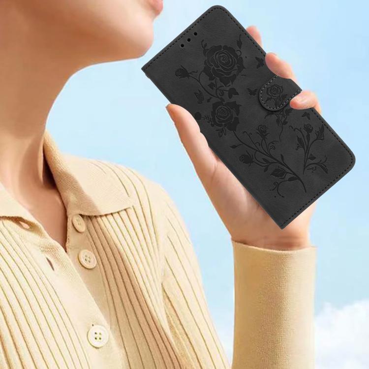For iPhone 17 Pro Rose Flower Embossing Pattern Leather Phone Case