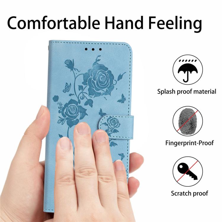 For iPhone 17 Pro Rose Flower Embossing Pattern Leather Phone Case