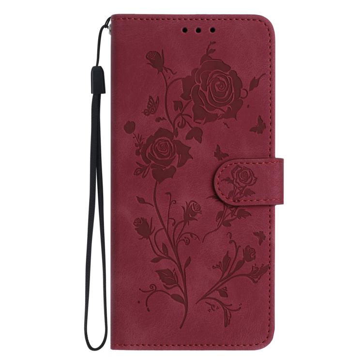 For iPhone 17 Pro Rose Flower Embossing Pattern Leather Phone Case
