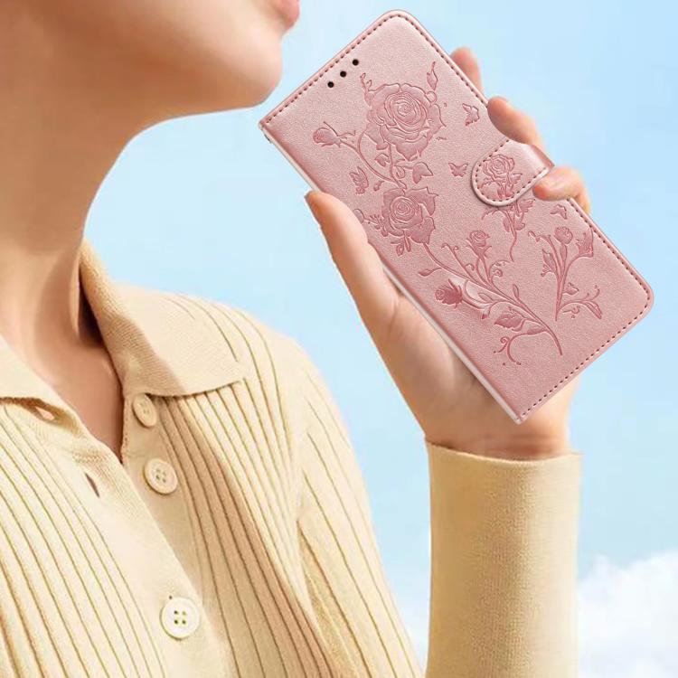 For iPhone 17 Pro Max Rose Flower Embossing Pattern Leather Phone Case