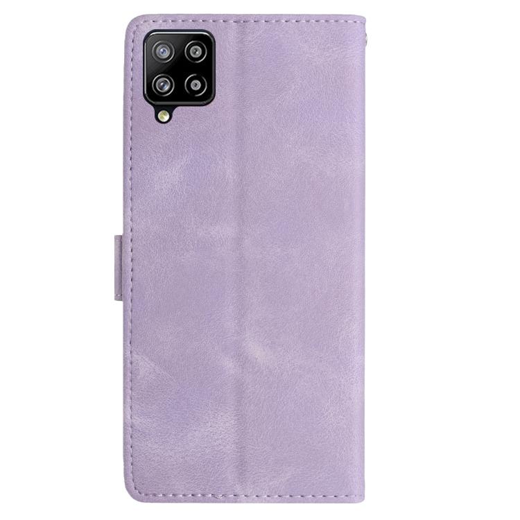 For Samsung Galaxy A12 Rose Flower Embossing Pattern Leather Phone Case