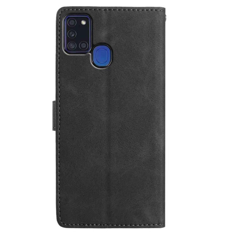 For Samsung Galaxy A21S Rose Flower Embossing Pattern Leather Phone Case