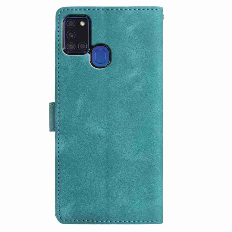 For Samsung Galaxy A21S Rose Flower Embossing Pattern Leather Phone Case