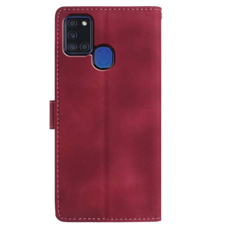 For Samsung Galaxy A21S Rose Flower Embossing Pattern Leather Phone Case