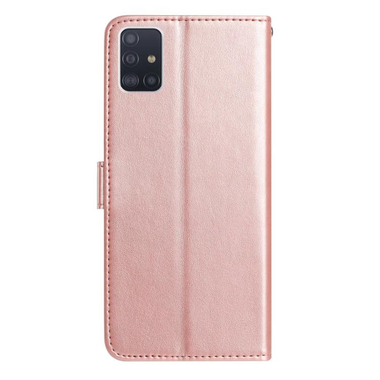 For Samsung Galaxy A51 Rose Flower Embossing Pattern Leather Phone Case