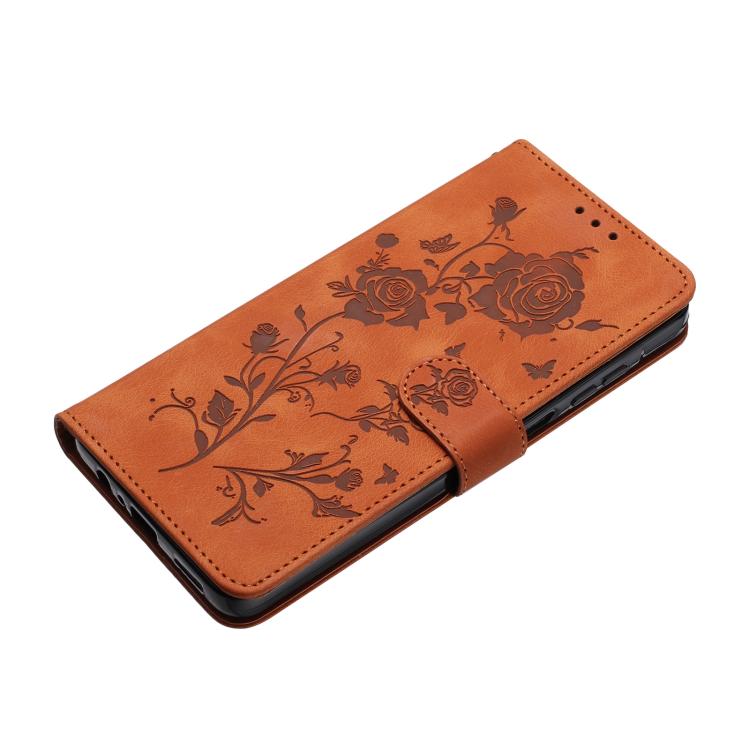 For Samsung Galaxy A57 5G Rose Flower Embossing Pattern Leather Phone Case