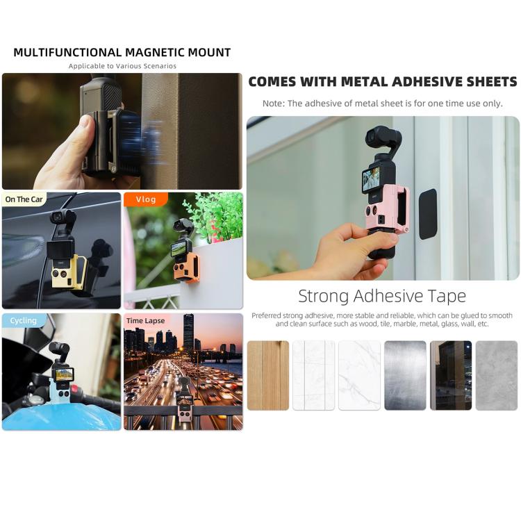 For DJI OSMO Pocket 3 Sunnylife Multifunctional Magnetic Mount Tabletop Base Bracket