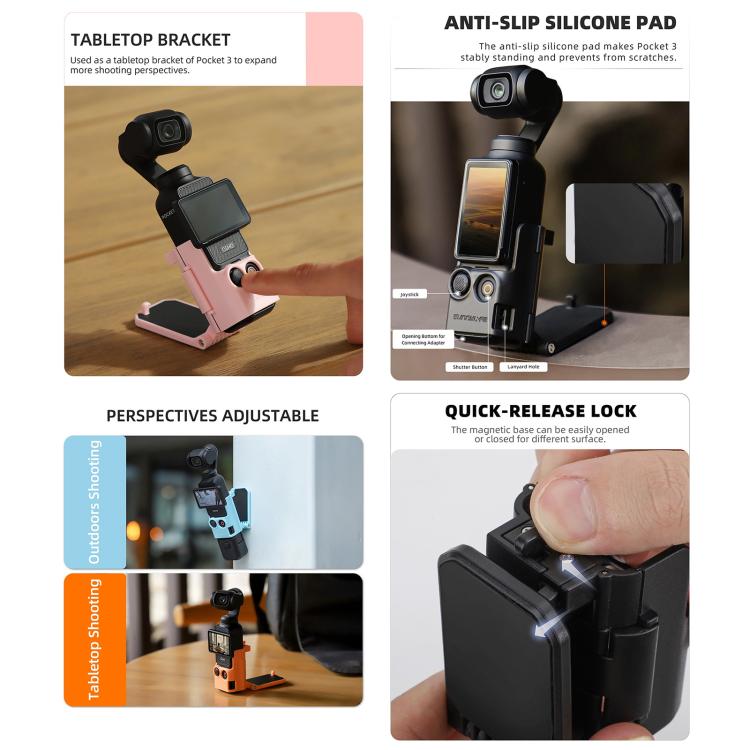 For DJI OSMO Pocket 3 Sunnylife Multifunctional Magnetic Mount Tabletop Base Bracket