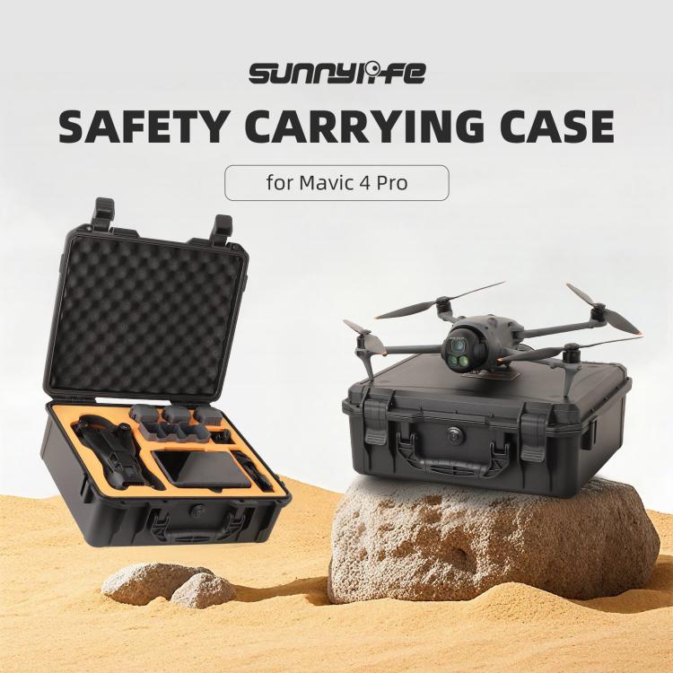 For DJI Mavic 4 Pro Sunnylife Safety Carrying Case Hard Travel Case Large Capacity Waterproof Shock-proof Box - Black