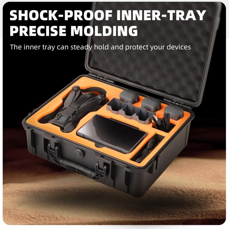 For DJI Mavic 4 Pro Sunnylife Safety Carrying Case Hard Travel Case Large Capacity Waterproof Shock-proof Box - Black