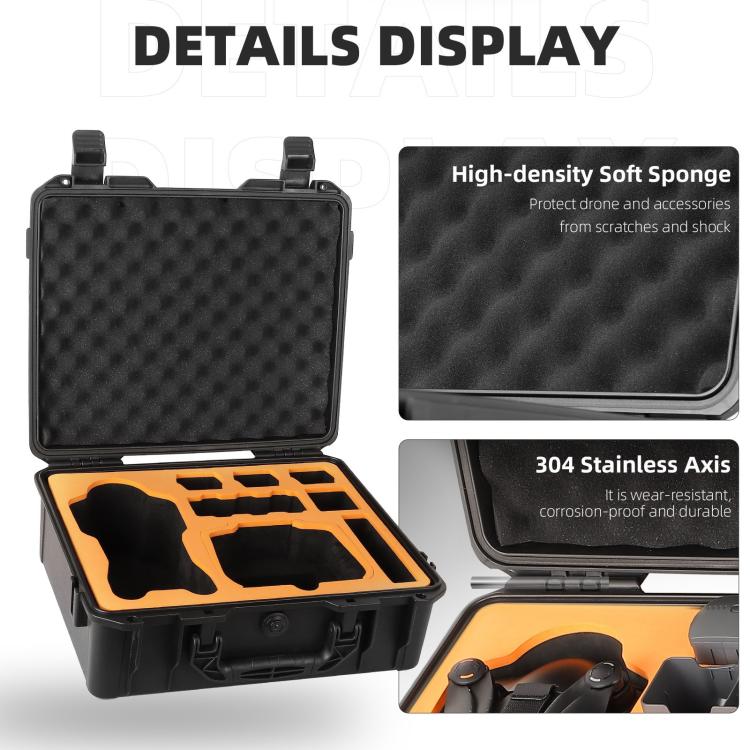 For DJI Mavic 4 Pro Sunnylife Safety Carrying Case Hard Travel Case Large Capacity Waterproof Shock-proof Box - Black