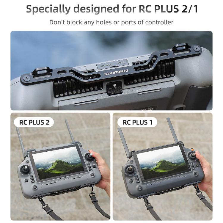 For DJI RC Plus 2 / 1 Sunnylife Controller Hanger Bracket with PU Leather Strap Shoulder Belt - Grey