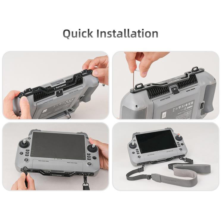 For DJI RC Plus 2 / 1 Sunnylife Controller Hanger Bracket with PU Leather Strap Shoulder Belt - Grey