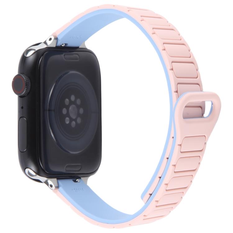 For Apple Watch 46mm / 49mm / 45mm / 44mm Slim I-shaped Magnetic Silicone Watch Band