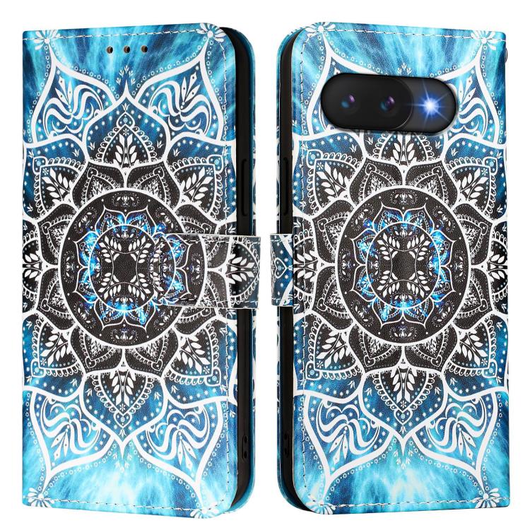 For Google Pixel 9a Colored Drawing Pattern Plain Weave Leather Phone Case