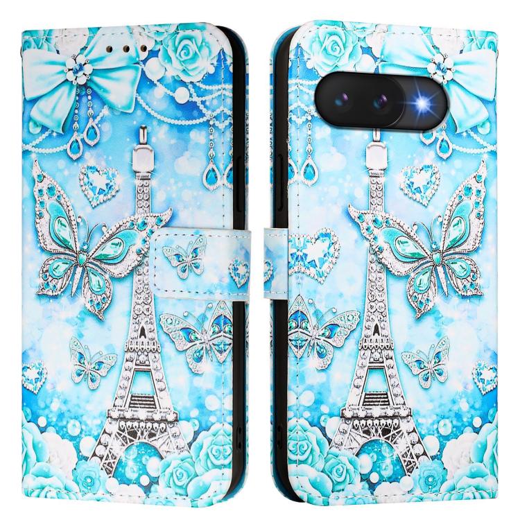 For Google Pixel 9a Colored Drawing Pattern Plain Weave Leather Phone Case