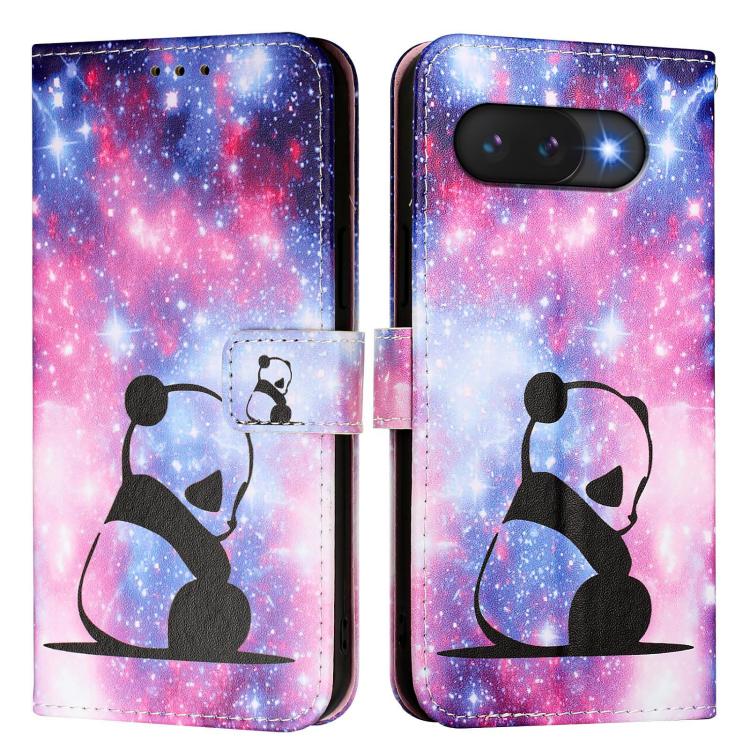For Google Pixel 9a Colored Drawing Pattern Plain Weave Leather Phone Case