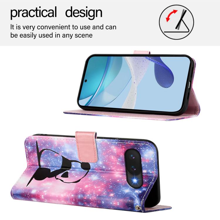 For Google Pixel 9a Colored Drawing Pattern Plain Weave Leather Phone Case