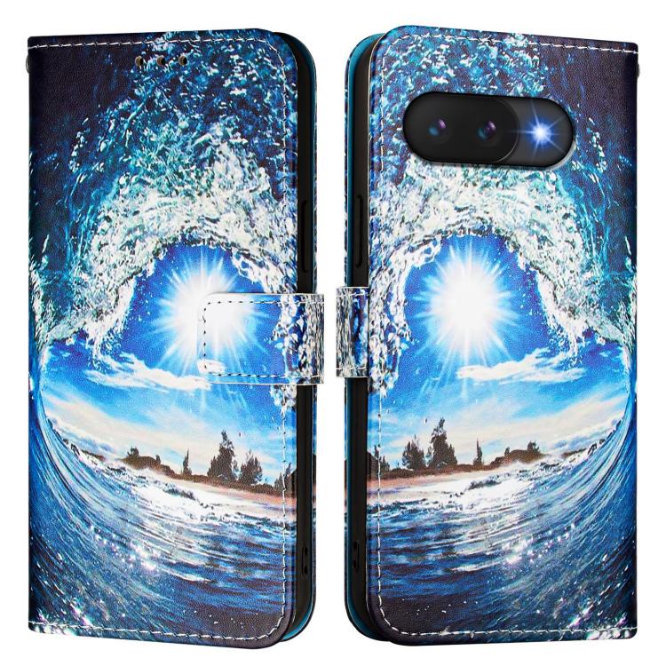 For Google Pixel 9a Colored Drawing Pattern Plain Weave Leather Phone Case