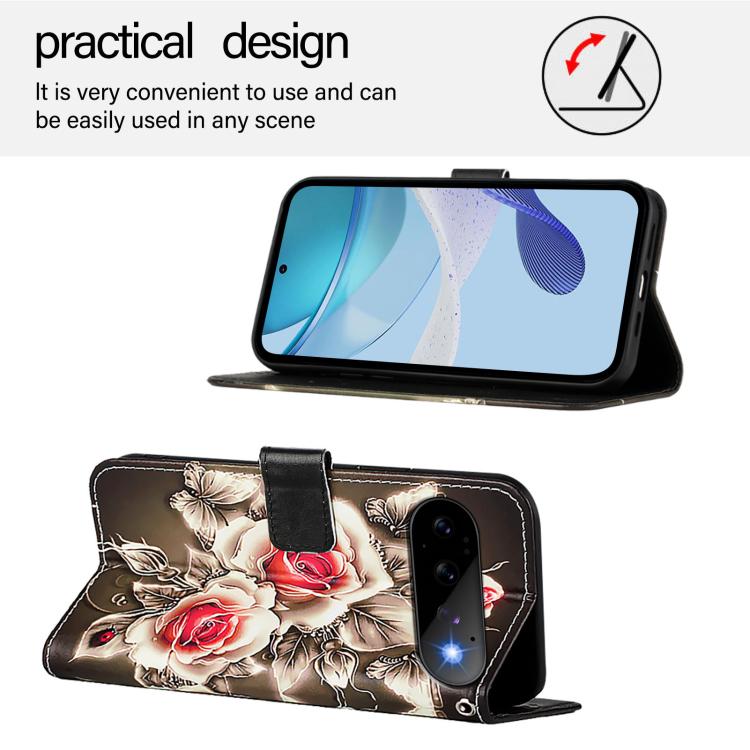 For Google Pixel 11 Pro / 11 Colored Drawing Pattern Plain Weave Leather Phone Case