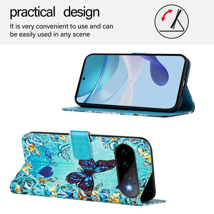 For Google Pixel 11 Pro / 11 Colored Drawing Pattern Plain Weave Leather Phone Case