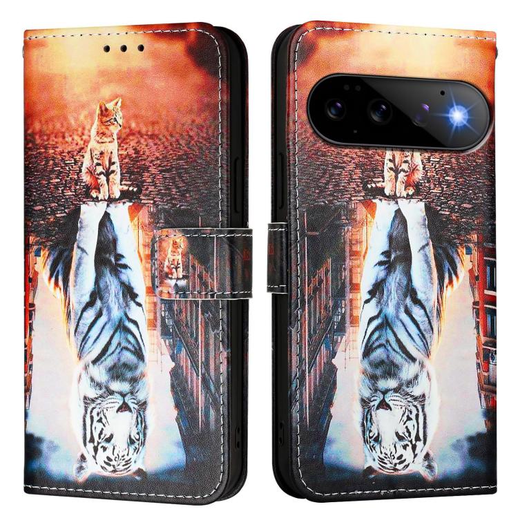 For Google Pixel 11 Pro / 11 Colored Drawing Pattern Plain Weave Leather Phone Case