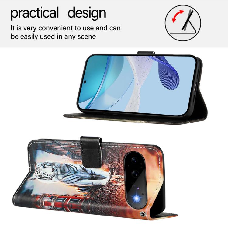 For Google Pixel 11 Pro / 11 Colored Drawing Pattern Plain Weave Leather Phone Case