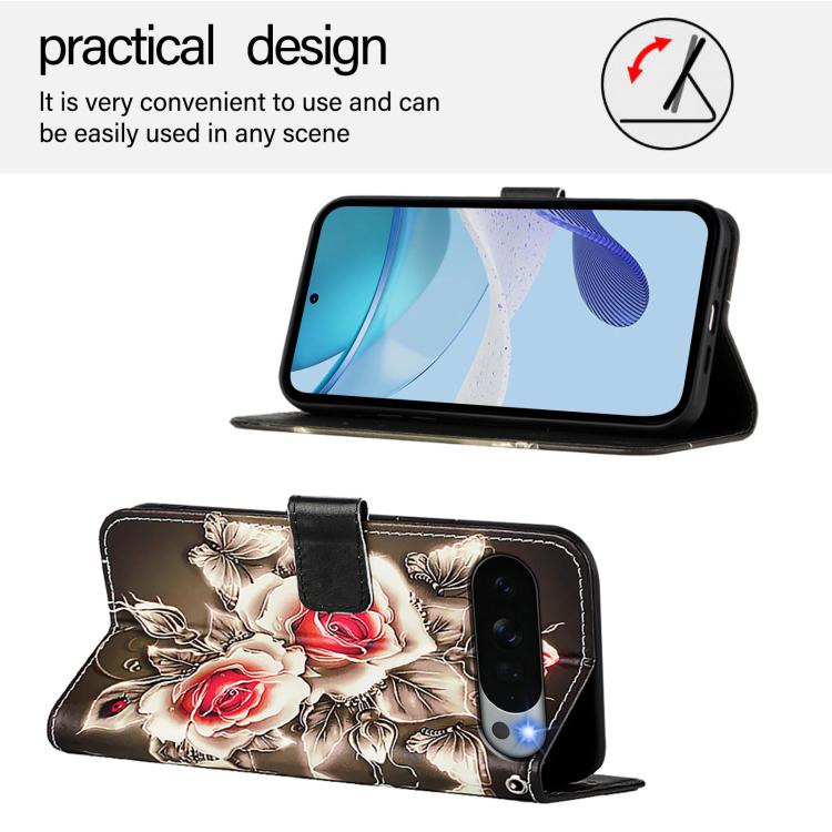 For Google Pixel 11 Pro XL Colored Drawing Pattern Plain Weave Leather Phone Case