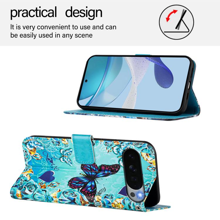 For Google Pixel 11 Pro XL Colored Drawing Pattern Plain Weave Leather Phone Case