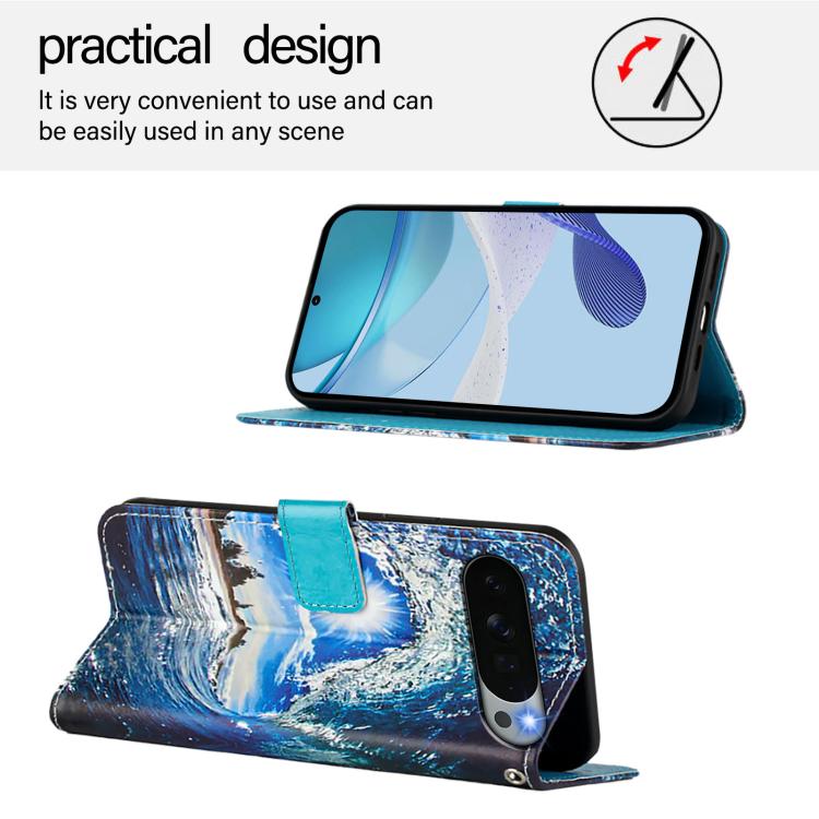 For Google Pixel 11 Pro XL Colored Drawing Pattern Plain Weave Leather Phone Case