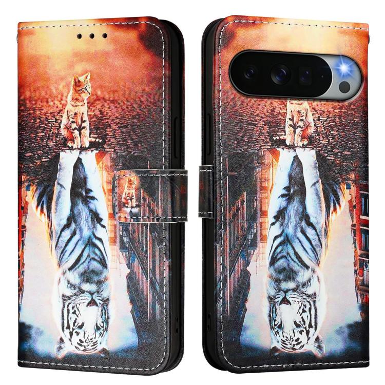 For Google Pixel 11 Pro XL Colored Drawing Pattern Plain Weave Leather Phone Case