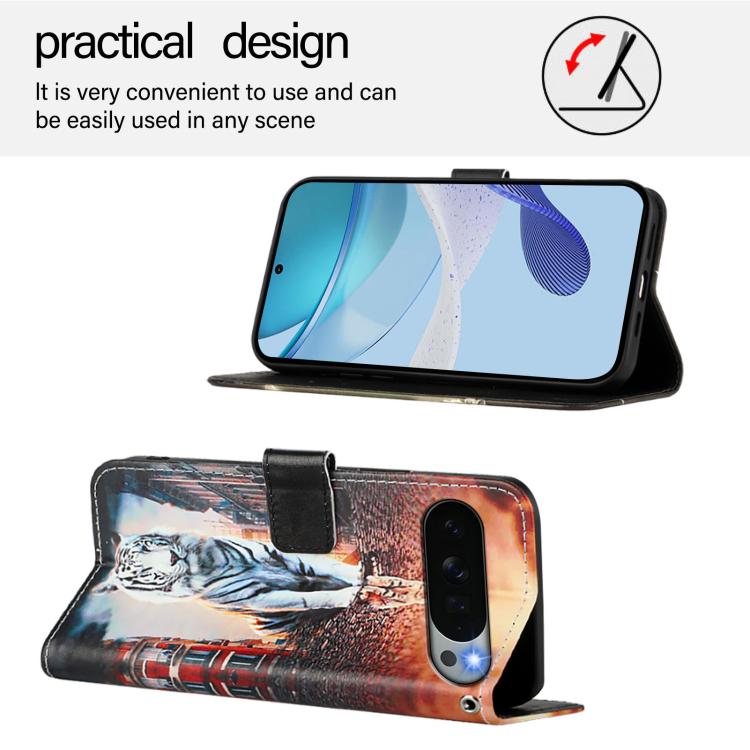 For Google Pixel 11 Pro XL Colored Drawing Pattern Plain Weave Leather Phone Case