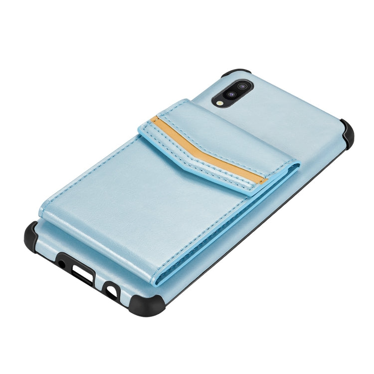 For Samsung Galaxy A10 / M10 Flip Card Bag Copper Buckle TPU + PU Leather Back Cover Shockproof Case with Card Slots & Photo Frame