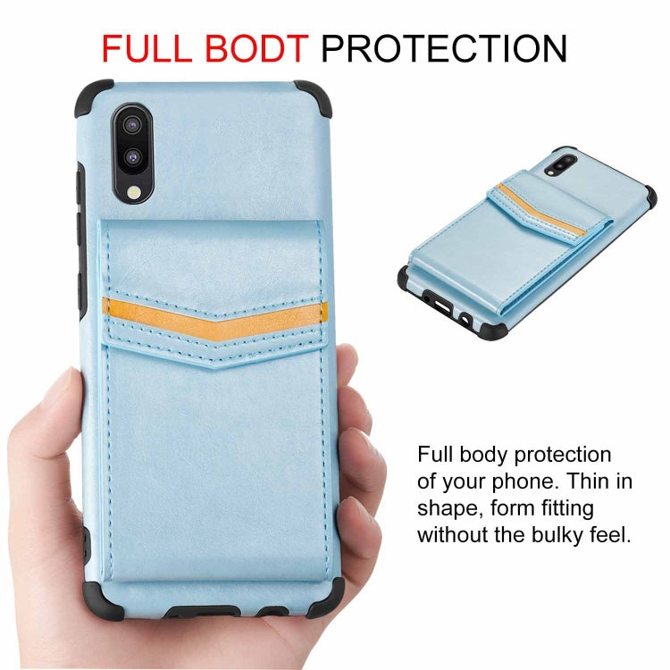 For Samsung Galaxy A10 / M10 Flip Card Bag Copper Buckle TPU + PU Leather Back Cover Shockproof Case with Card Slots & Photo Frame