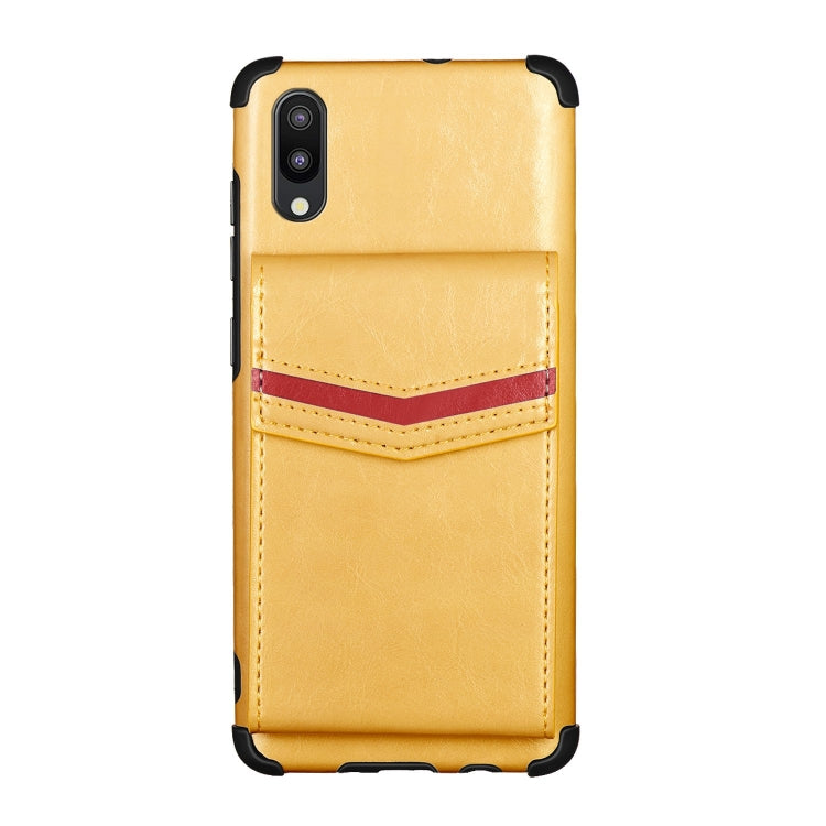 For Samsung Galaxy A10 / M10 Flip Card Bag Copper Buckle TPU + PU Leather Back Cover Shockproof Case with Card Slots & Photo Frame