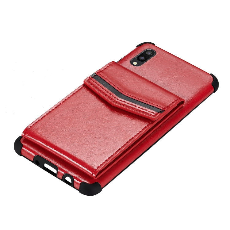 For Samsung Galaxy A10 / M10 Flip Card Bag Copper Buckle TPU + PU Leather Back Cover Shockproof Case with Card Slots & Photo Frame