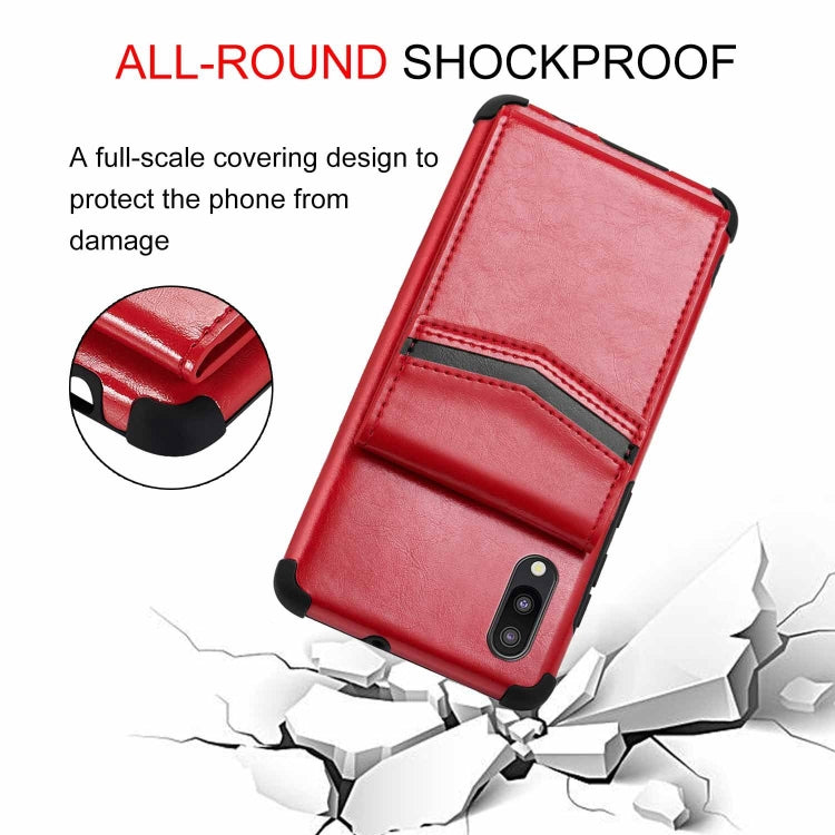 For Samsung Galaxy A10 / M10 Flip Card Bag Copper Buckle TPU + PU Leather Back Cover Shockproof Case with Card Slots & Photo Frame