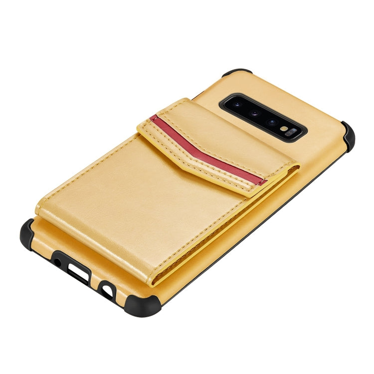 For Samsung Galaxy S10 Flip Card Bag Copper Buckle TPU + PU Leather Back Cover Shockproof Case with Card Slots & Photo Frame