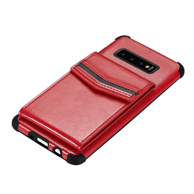 For Samsung Galaxy S10 Flip Card Bag Copper Buckle TPU + PU Leather Back Cover Shockproof Case with Card Slots & Photo Frame