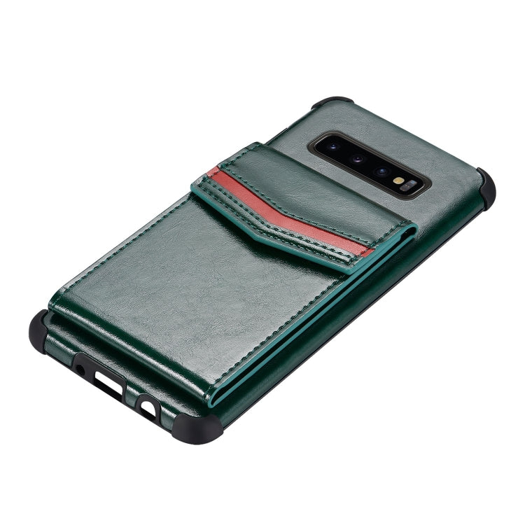 For Samsung Galaxy S10 Flip Card Bag Copper Buckle TPU + PU Leather Back Cover Shockproof Case with Card Slots & Photo Frame