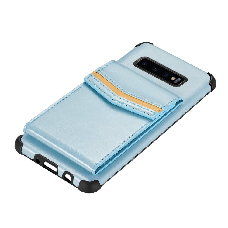 For Samsung Galaxy S10 Plus Flip Card Bag Copper Buckle TPU + PU Leather Back Cover Shockproof Case with Card Slots & Photo Frame