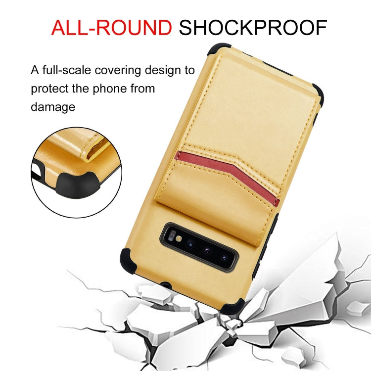 For Samsung Galaxy S10 Plus Flip Card Bag Copper Buckle TPU + PU Leather Back Cover Shockproof Case with Card Slots & Photo Frame