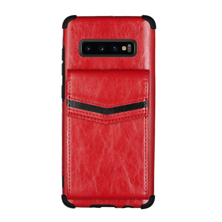 For Samsung Galaxy S10 Plus Flip Card Bag Copper Buckle TPU + PU Leather Back Cover Shockproof Case with Card Slots & Photo Frame