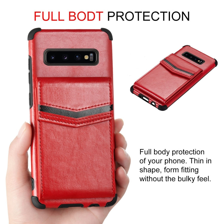 For Samsung Galaxy S10 Plus Flip Card Bag Copper Buckle TPU + PU Leather Back Cover Shockproof Case with Card Slots & Photo Frame