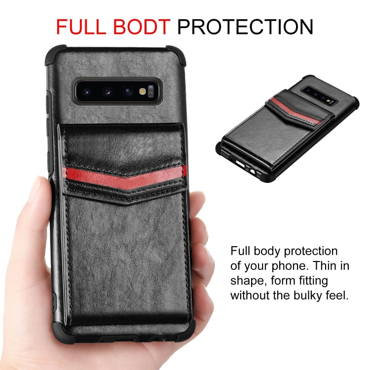 For Samsung Galaxy S10 Plus Flip Card Bag Copper Buckle TPU + PU Leather Back Cover Shockproof Case with Card Slots & Photo Frame