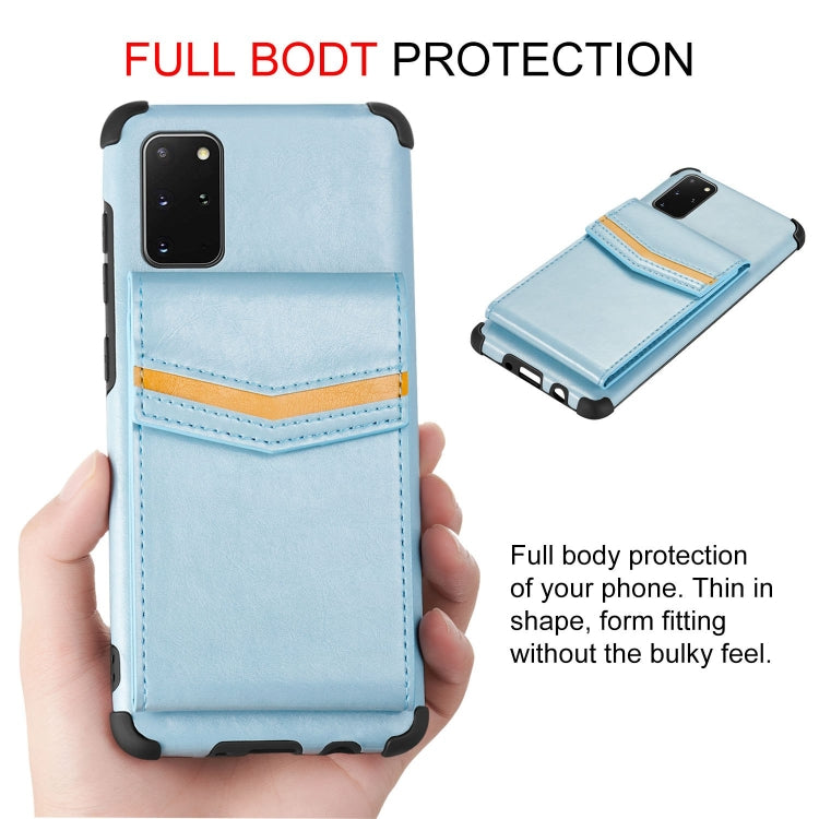 For Samsung Galaxy S20 Plus Flip Card Bag Copper Buckle TPU + PU Leather Back Cover Shockproof Case with Card Slots & Photo Frame